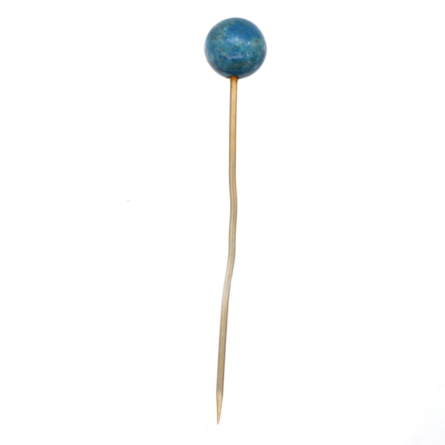 Victorian Gold Lapis Lazuli Sphere Hat/Tie Pin