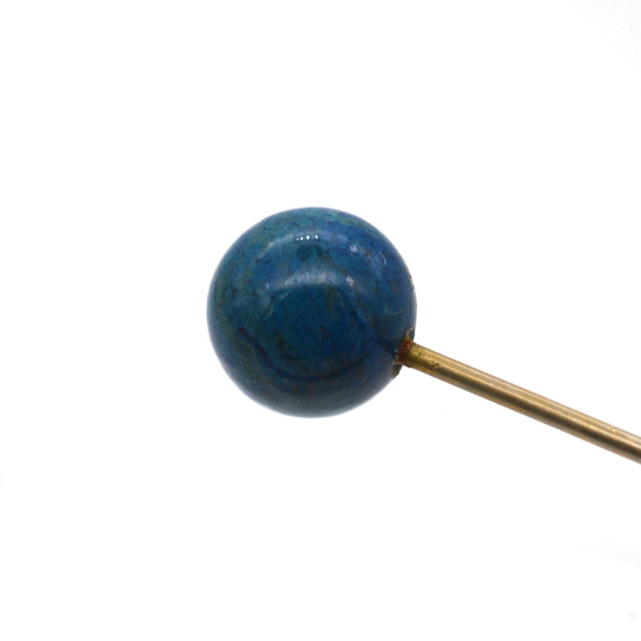 Victorian Gold Lapis Lazuli Sphere Hat/Tie Pin