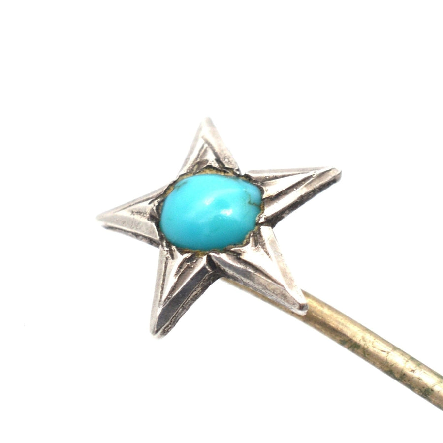 Victorian Silver and Turquoise Star Tie Pin