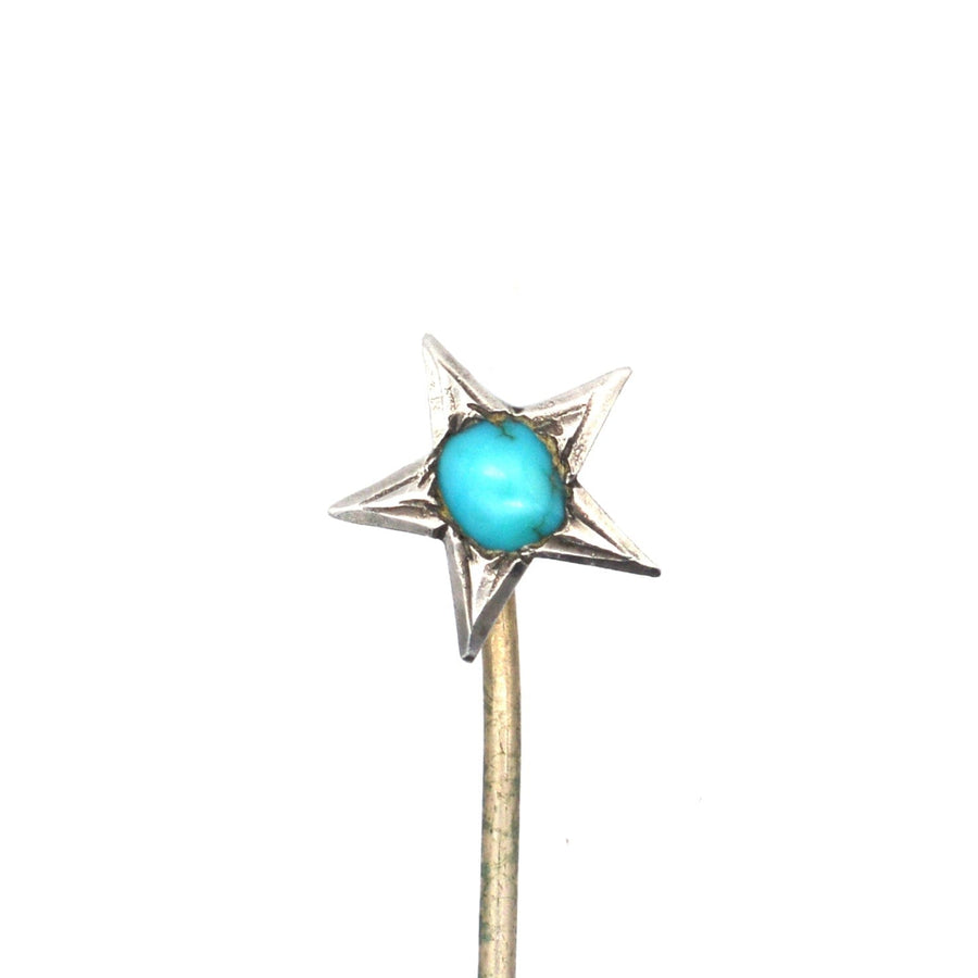 Victorian Silver and Turquoise Star Tie Pin