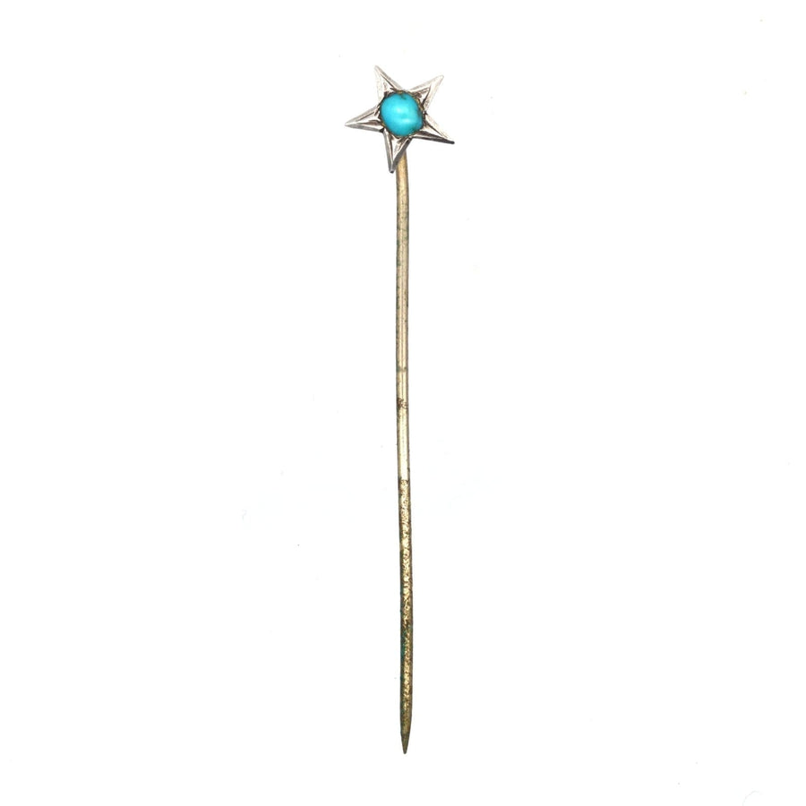 Victorian Silver and Turquoise Star Tie Pin