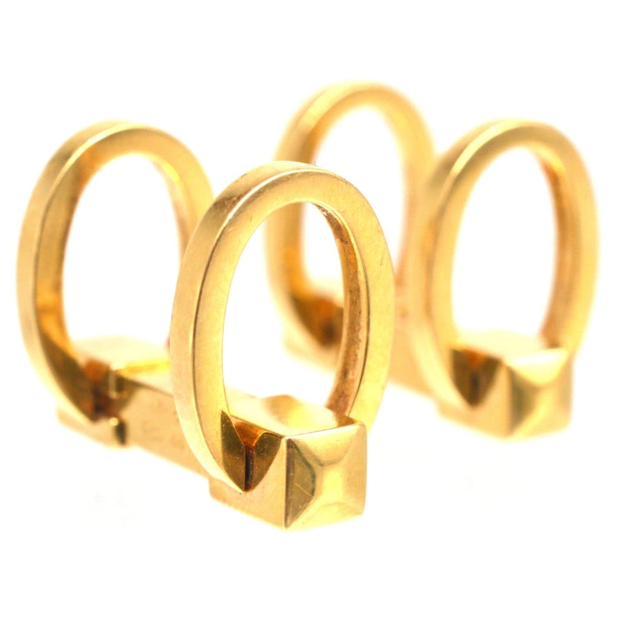 Vintage 18ct Gold Double Ring Bar Spring cufflinks by Kiki McDonough, a timeless accessory design.