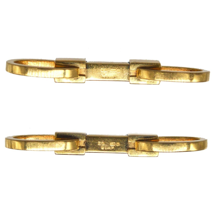 Vintage 18ct Gold Double Ring Bar Spring cufflinks by Kiki McDonough featuring a classic design and luxurious finish.