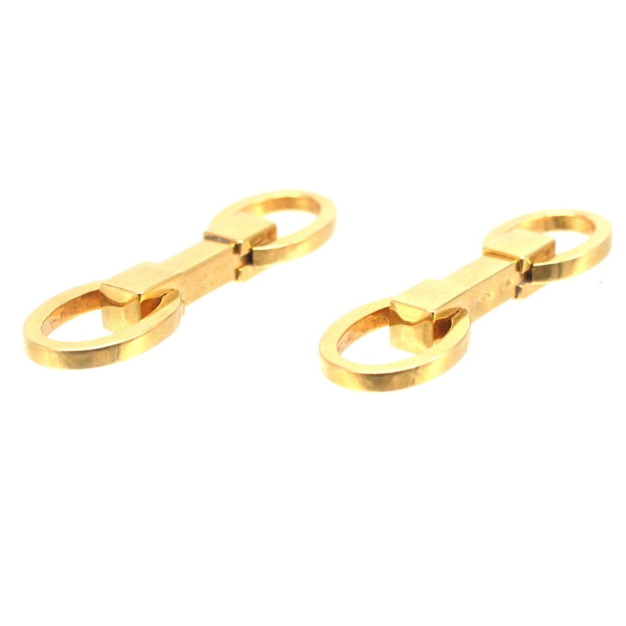 Vintage 18ct Gold Double Ring Bar Spring cufflinks by Kiki McDonough, elegant design for men and women.