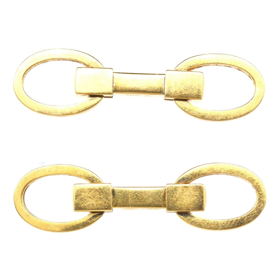 Vintage 18ct Gold Double Ring Bar Spring cufflinks by Kiki McDonough, stylish and timeless design.