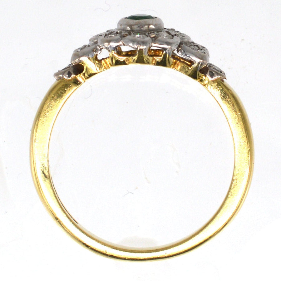 Vintage 18ct Gold Emerald & Diamond Cluster Ring | Parkin and Gerrish | Antique & Vintage Jewellery