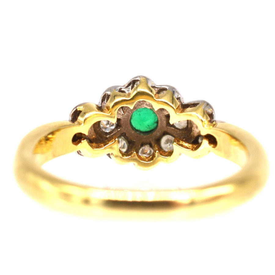Vintage 18ct Gold Emerald & Diamond Cluster Ring | Parkin and Gerrish | Antique & Vintage Jewellery