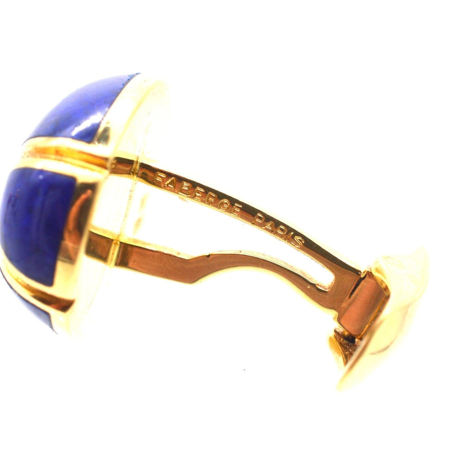 Vintage 18ct gold Lapis Lazuli Cufflinks by Faberge Paris in Original Case