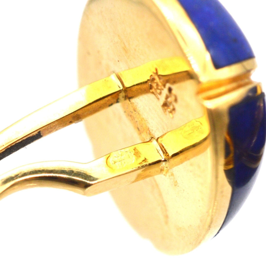 Vintage 18ct gold Lapis Lazuli Cufflinks by Faberge Paris in Original Case