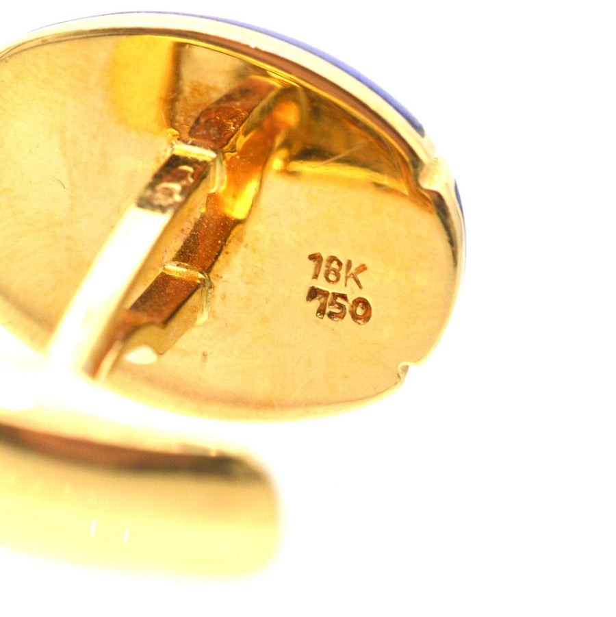 Vintage 18ct gold Lapis Lazuli Cufflinks by Faberge Paris in Original Case