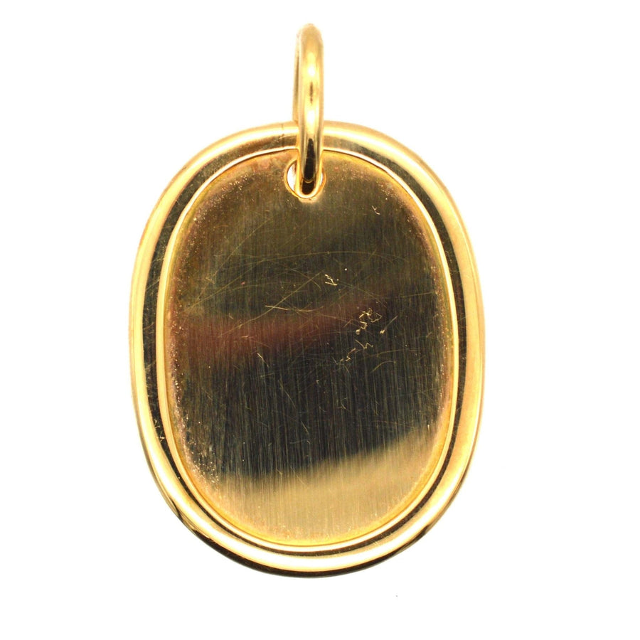 Vintage 18ct gold oval pendant with plain surface, ideal for engraving, circa 1970s, Italian origin