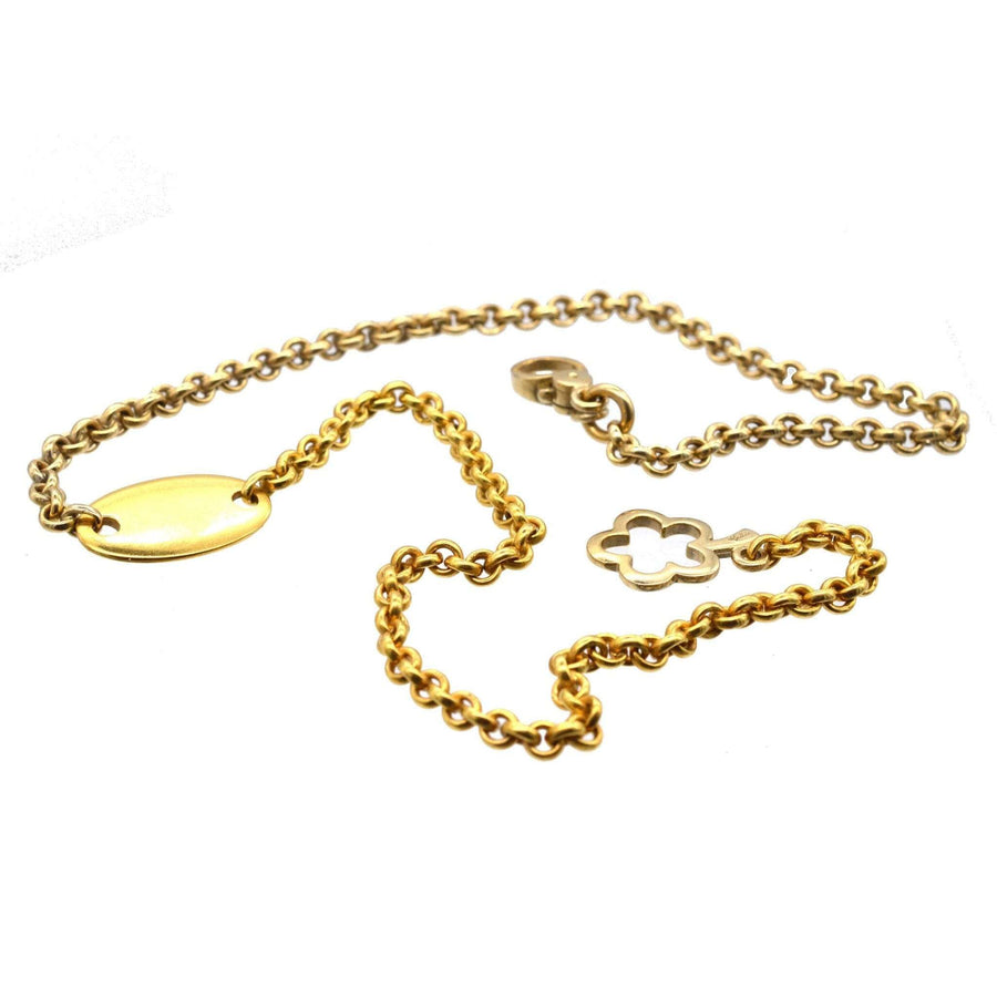 Vintage two coloured 18ct gold trace link chain with oval name tag pendant by Pomellato.
