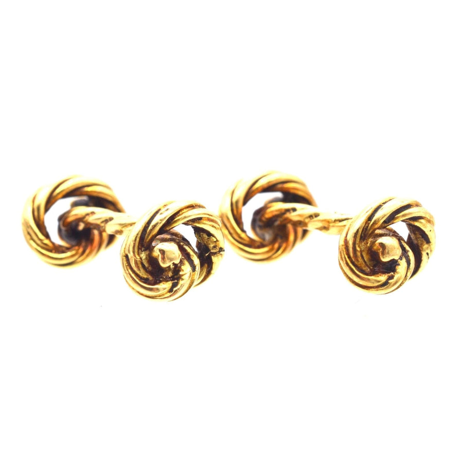 Vintage 1990s 18ct gold rope knot cufflinks inspired by Marine Knot design by Georges L'Enfant for Hermes Paris.