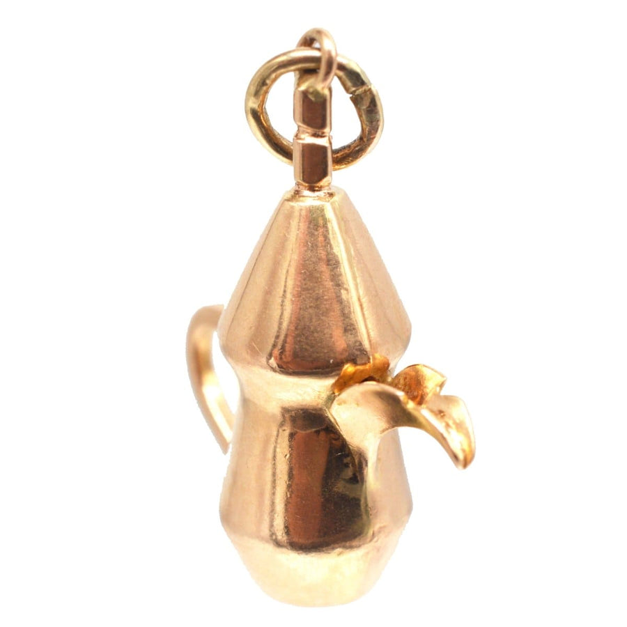 9ct gold charm of a Middle Eastern Dallah coffee pot, perfect for coffee lovers and collectors.