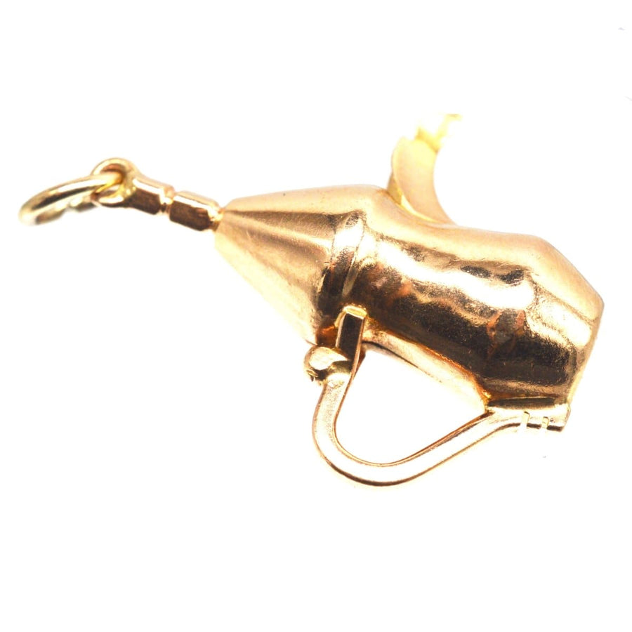 Vintage 9ct Gold Charm of a Middle Eastern Dallah Arabic coffee pot, perfect for coffee lovers.