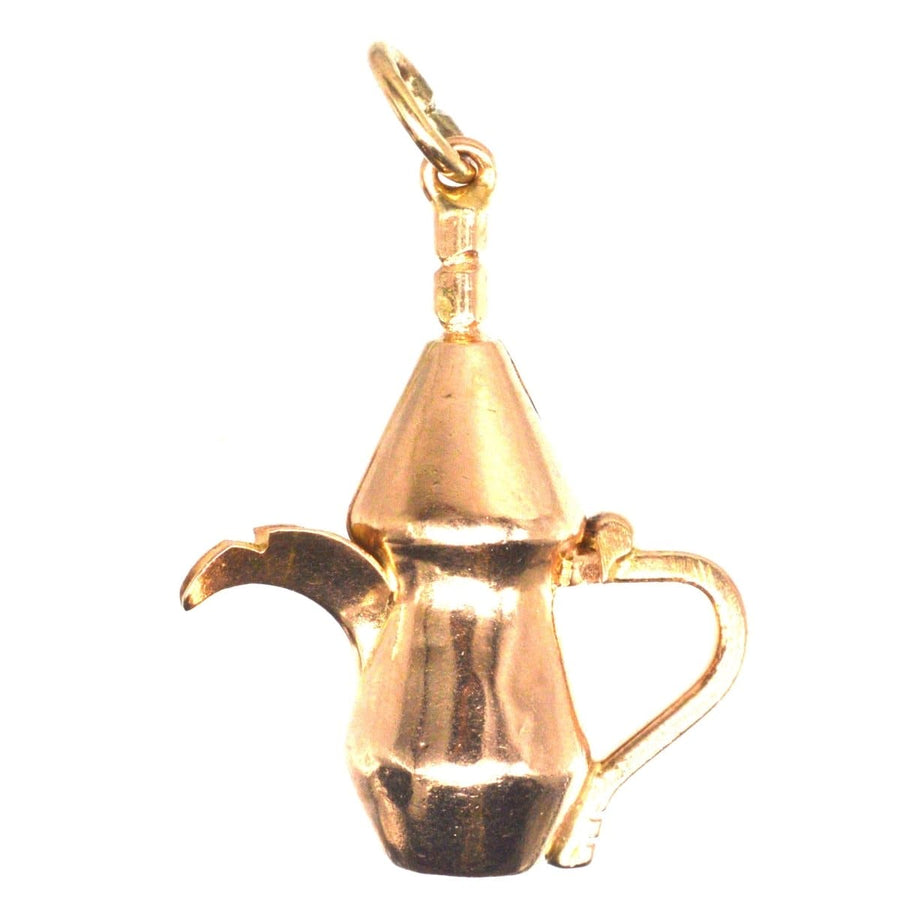 Vintage 9ct Gold Arabic Dallah coffee pot charm, ideal for coffee lovers and collectors.