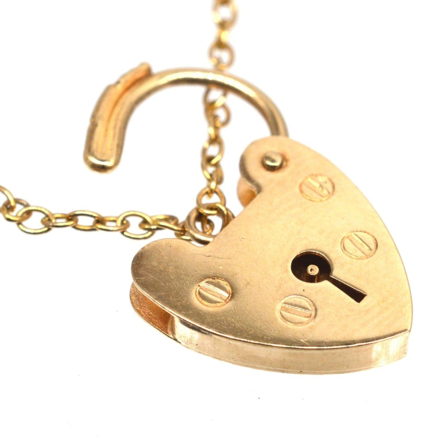 Vintage 9ct Gold Curb Bracelet with Heart Lock | Parkin and Gerrish | Antique & Vintage Jewellery