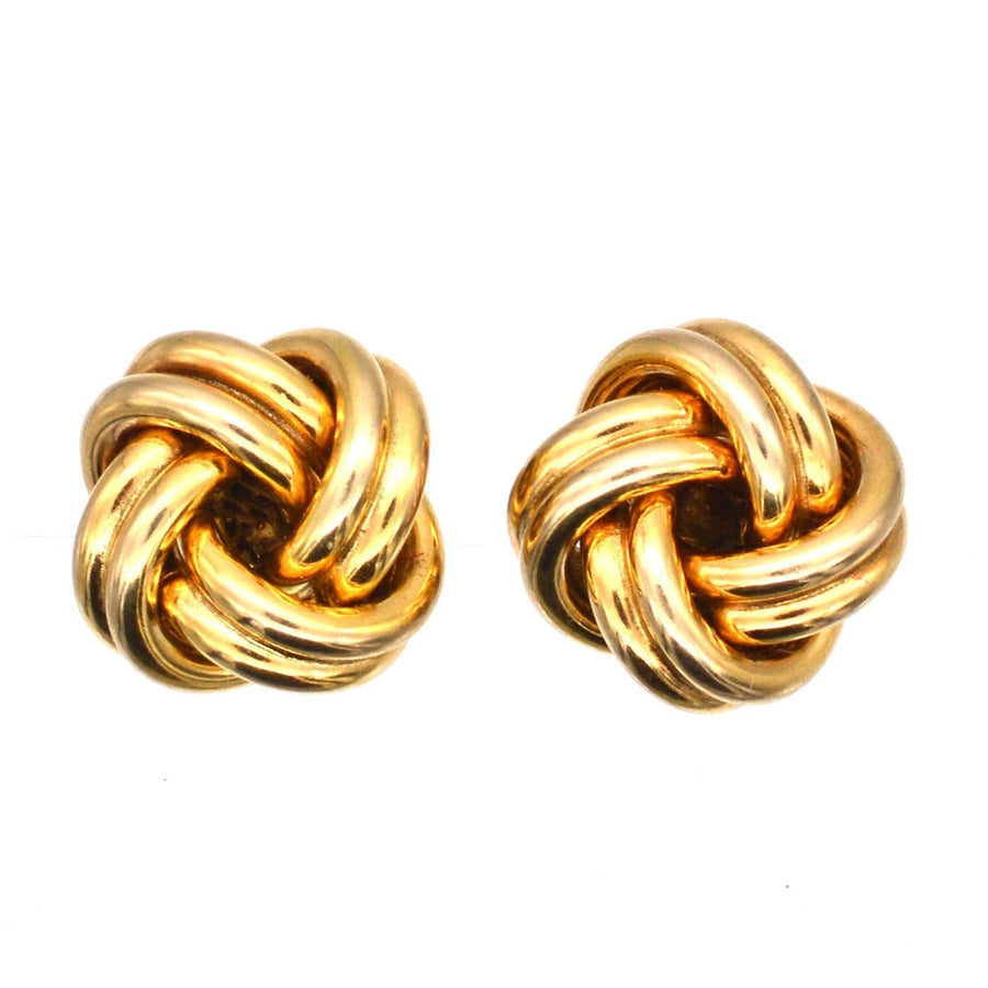 Vintage 9ct gold knot earrings, perfect for adding formal style to any outfit.