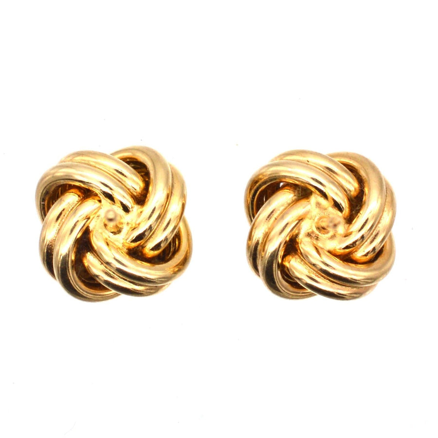 Vintage 9ct gold knot earrings, stylish and timeless accessory perfect for formal outfits.