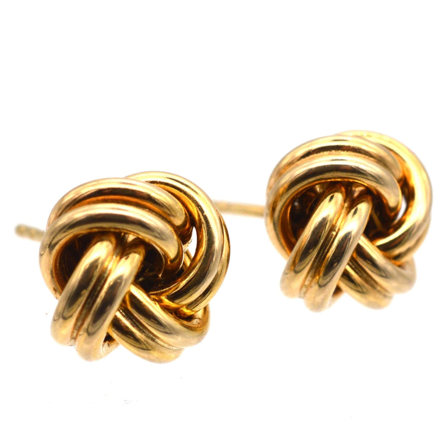 Vintage 9ct gold knot earrings, a stylish accessory perfect for formal outfits, adding elegance and charm.