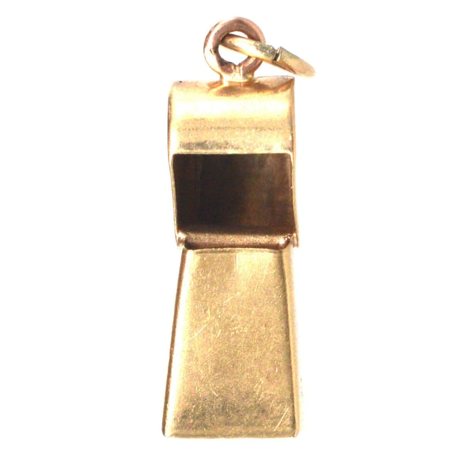 Vintage 9ct Gold Whistle Charm Pendant | Parkin and Gerrish | Antique & Vintage Jewellery