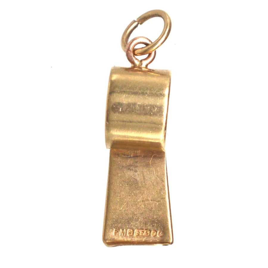 Vintage 9ct Gold Whistle Charm Pendant | Parkin and Gerrish | Antique & Vintage Jewellery