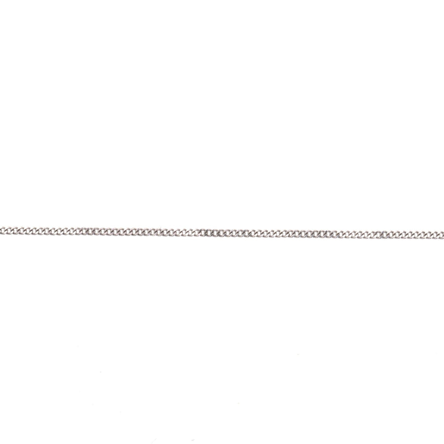 Vintage 9ct white gold flat curb chain, 18 inches long, perfect for everyday wear, made in Europe in the 1970s.