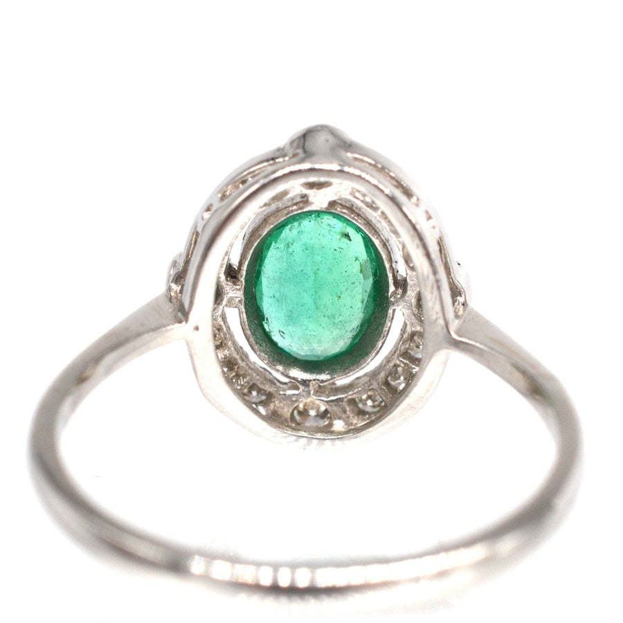 Vintage Platinum Emerald and Diamond Cluster Ring | Parkin and Gerrish | Antique & Vintage Jewellery