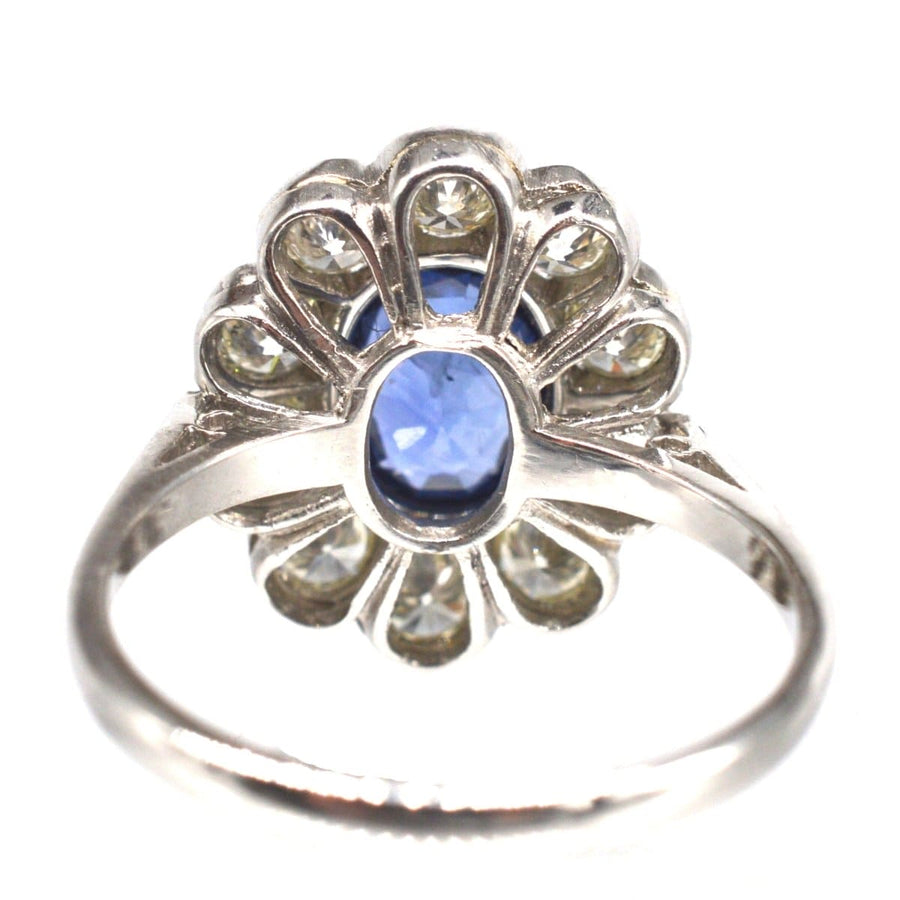 Vintage Platinum Sapphire and Diamond Cluster Ring | Parkin and Gerrish | Antique & Vintage Jewellery