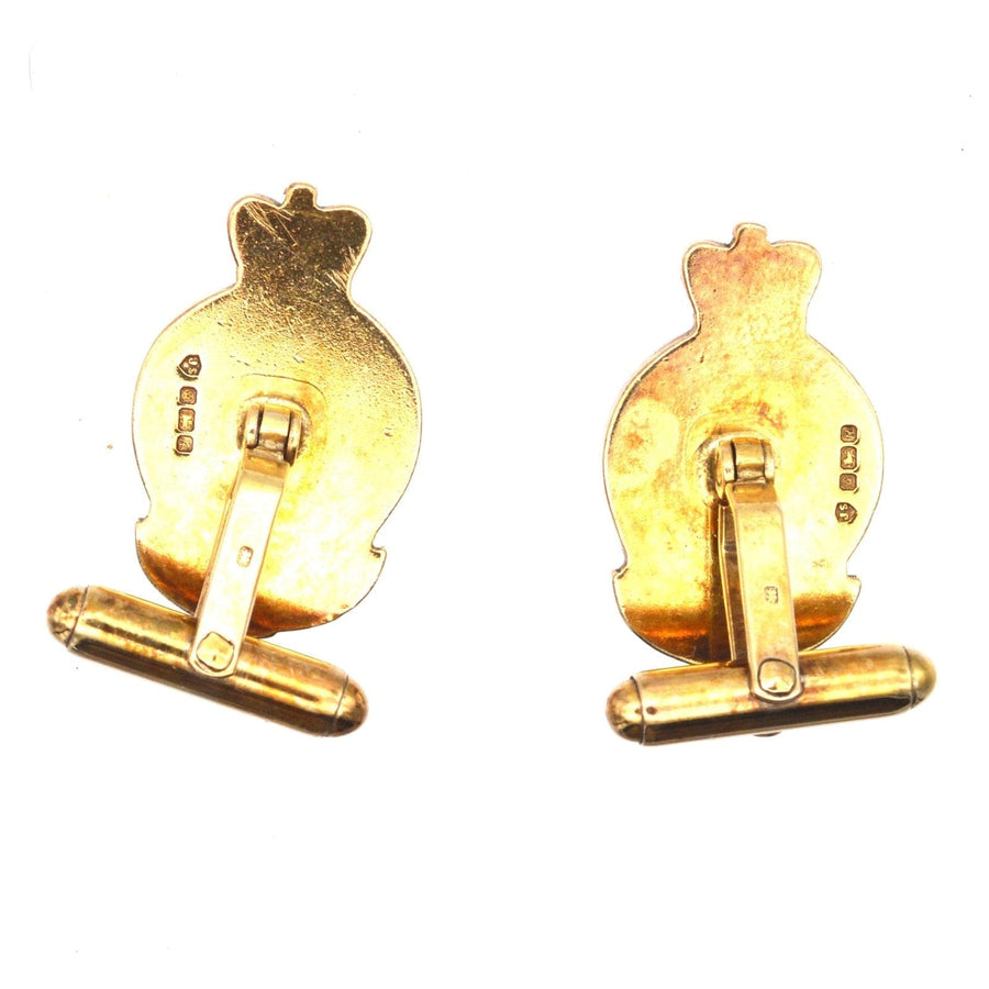 Vintage silver gilt RAC cufflinks featuring the Royal Automobile Club logo, made in 1991 in Sheffield by Jack Spencer.
