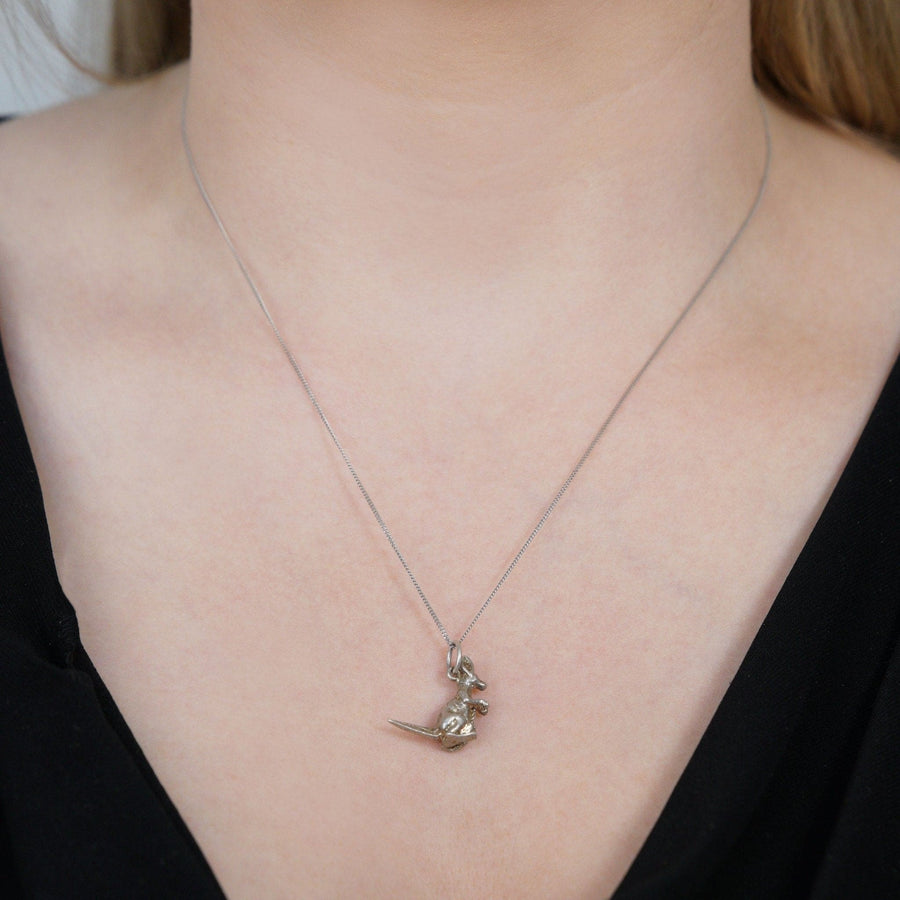 Vintage Silver Kangaroo with Baby Joey in Pouch Pendant | Parkin and Gerrish | Antique & Vintage Jewellery
