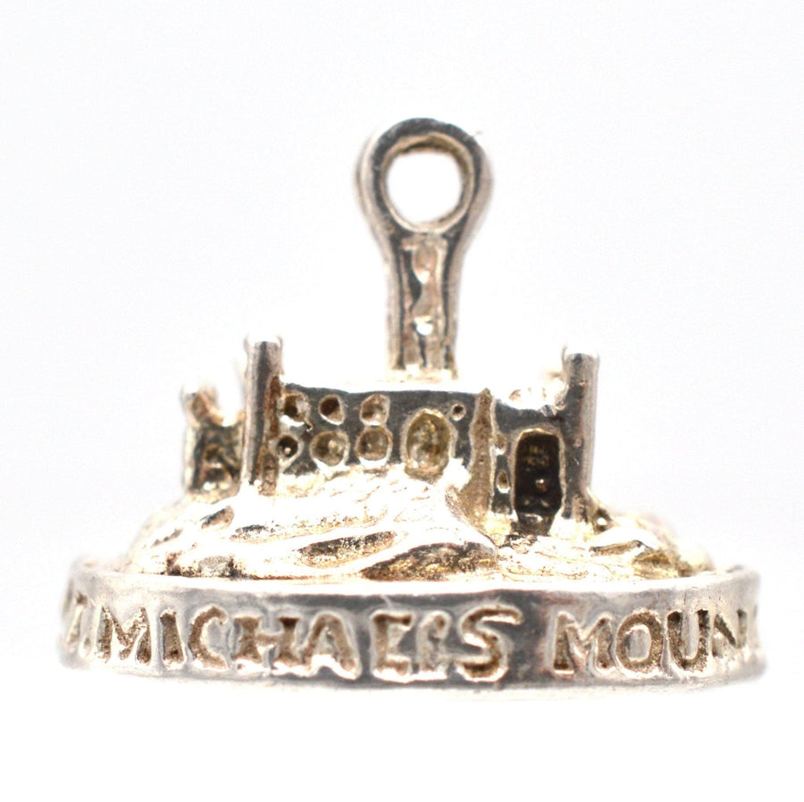 Vintage silver charm pendant of St Michael's Mount featuring a detailed castle design.