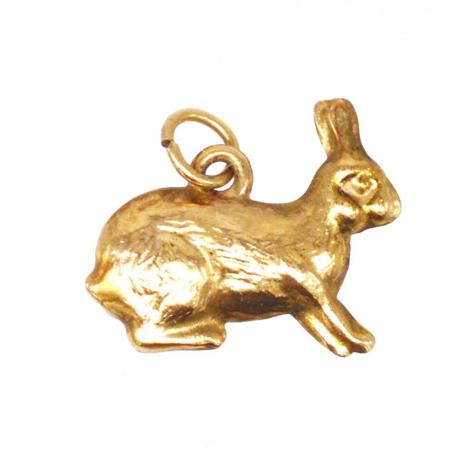 Vintage 9ct gold bunny rabbit charm pendant, ideal for Easter gifts or bunny lovers.